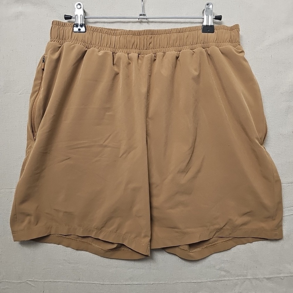 Beyond Yoga Men's Small Brown Pivotal Performance 7" Lined‎ Activewear Shorts